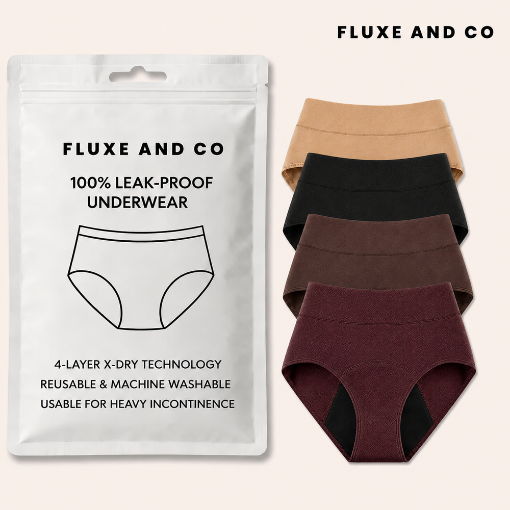 FLUXE AND CO™ 100% Leak-Proof Underwear (Multi color) 4-pack